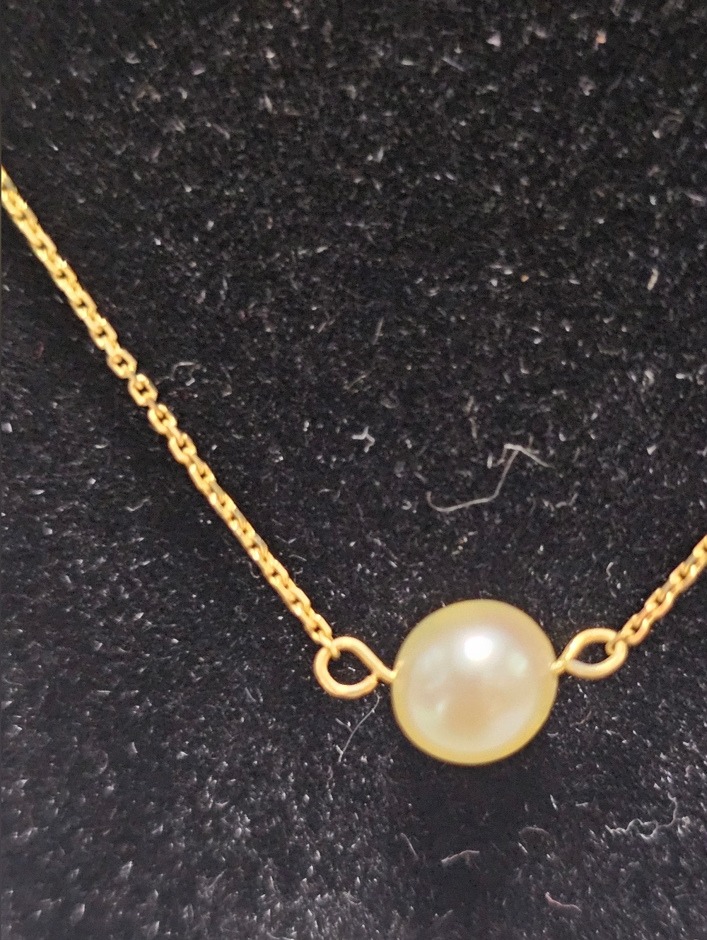 14k Yellow Gold and Pearl Station Necklace - Picture 2 of 7
